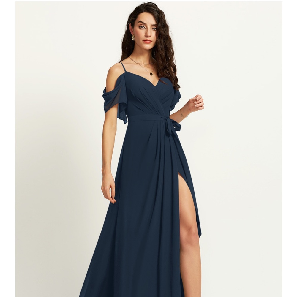 JJ’s House Navy cold shoulder long maxi dress 22W - Picture 10 of 13